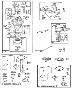 Carburetor Overhaul And Gasket Set Diagram and Parts List for 104700-104799 0101 - 0101 Briggs and Stratton Engine